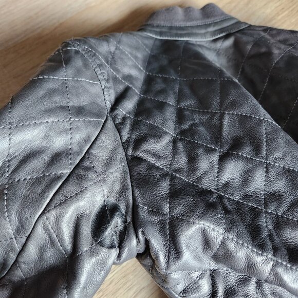 Vintage Diesel Lamb Leather Quilted Reversible Moto Bomber Jacket Black - Picture 15 of 16